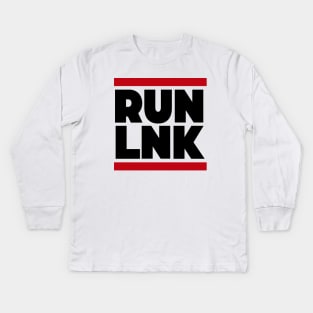 Run LNK // Funny Lincoln Nebraska Parody Kids Long Sleeve T-Shirt